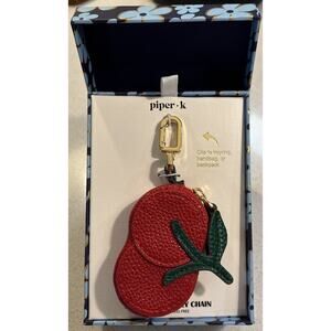 NIB Piper K Cherry Bag Charm Key Chain Zippered Pouch Key Ring Backpack Stash